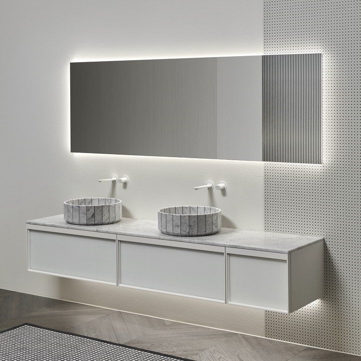 Комплект мебели Antonio Lupi Bemade 2160x540x375 мм, Bianco opaco/Carrara (KIT DIL290.2_ABO.5) - Фото 1